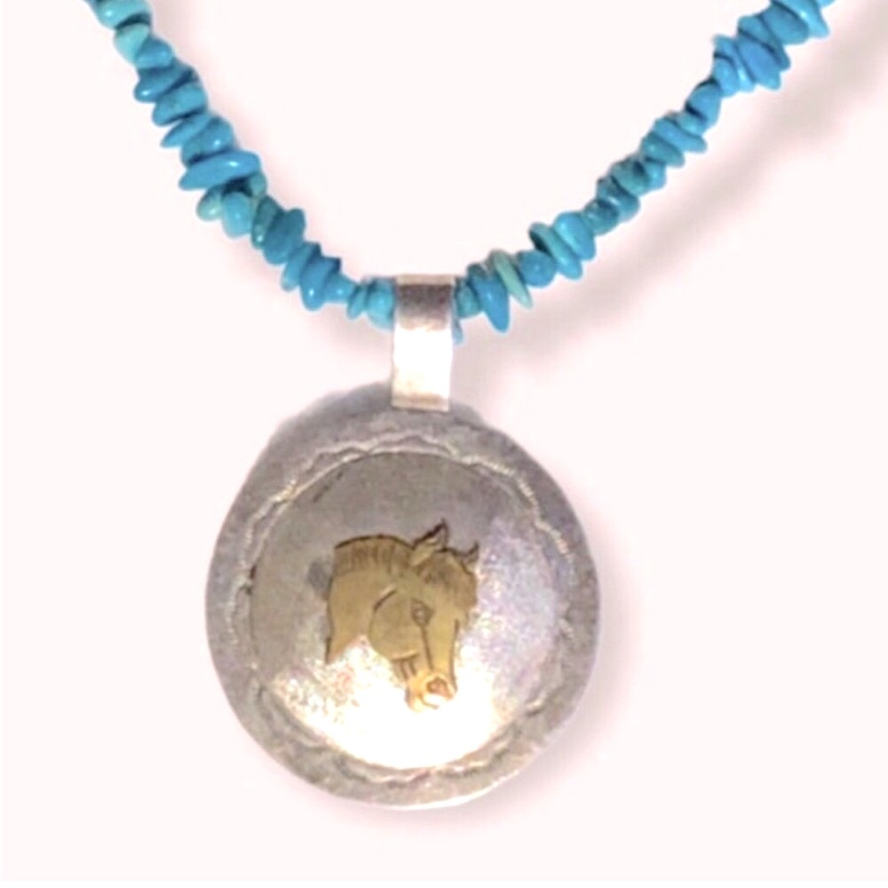 Sterling Silver Horse Pendant Turquoise necklace